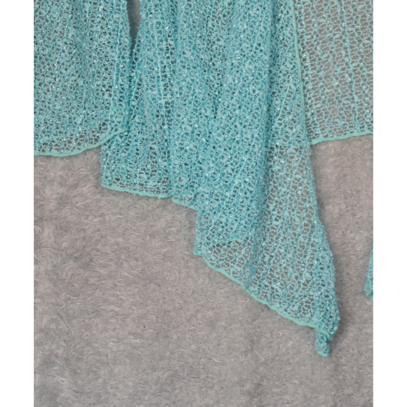 Frazzle Sheer Cardigan Sweater Womens Medium Green Open Knit Lightweight Beachy - Picture 5 of 10